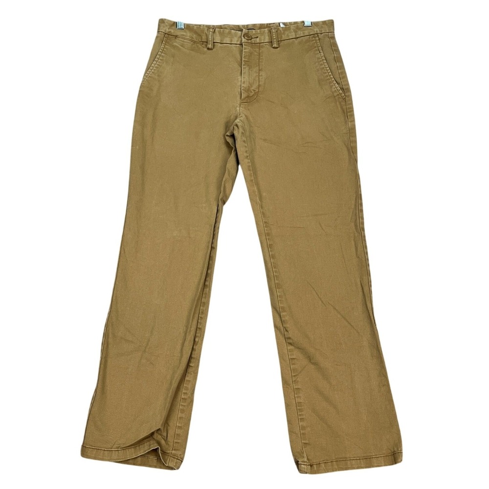 Old Navy Ultimate Loose Chino Pants Men 30x30 Brown Khaki Stretch Flat Front EUC